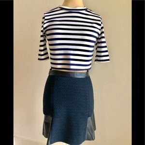 Club Monaco Navy/Black Leather Skirt 00
